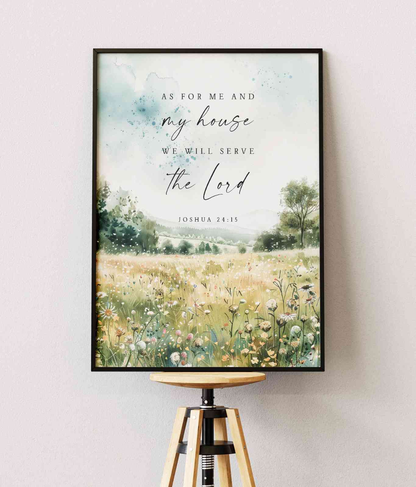 Bible Art Print As for Me and My House, Scripture Wall Art Poster