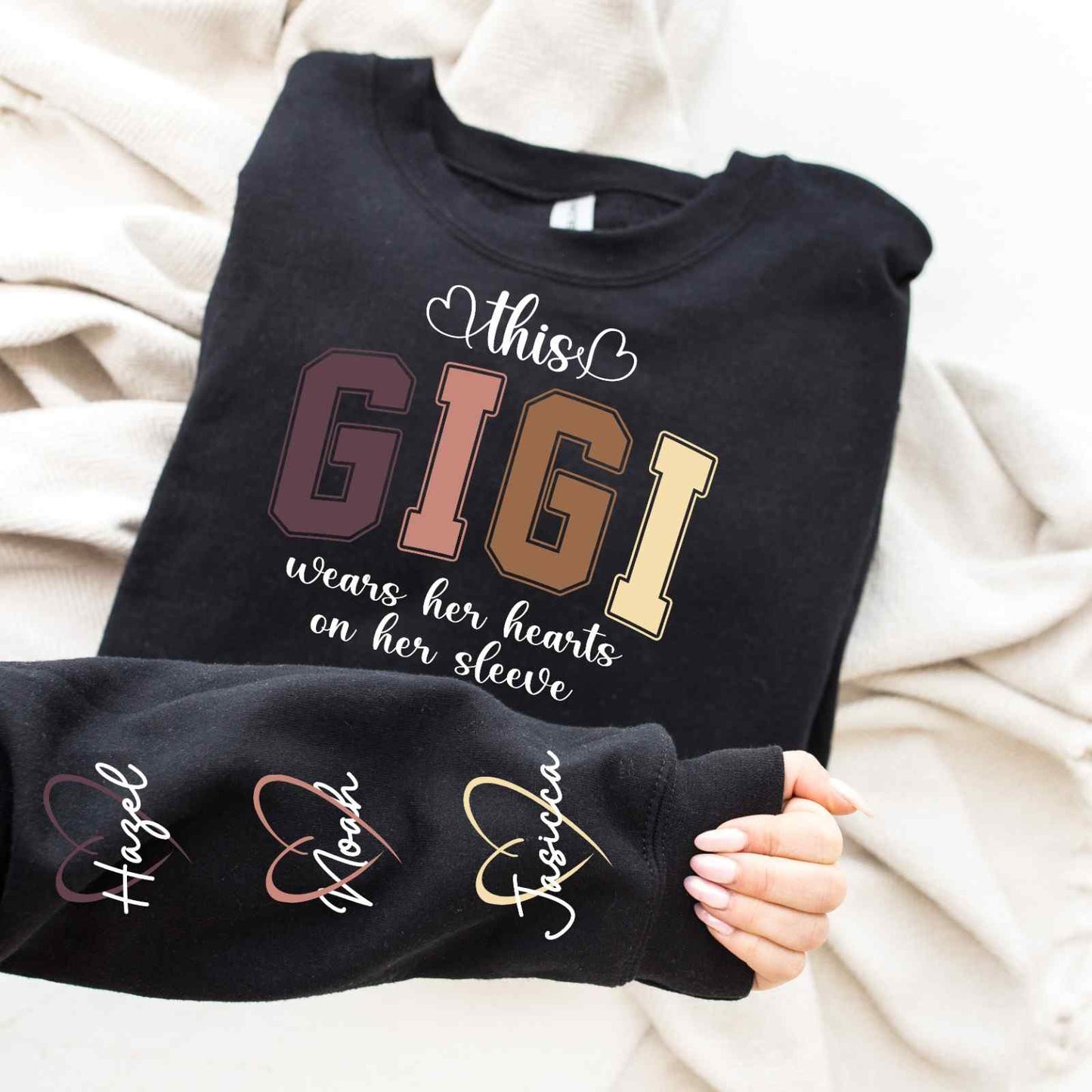 This Grandma wear her Hearts - Personalized gifts for Grandma Or Mom