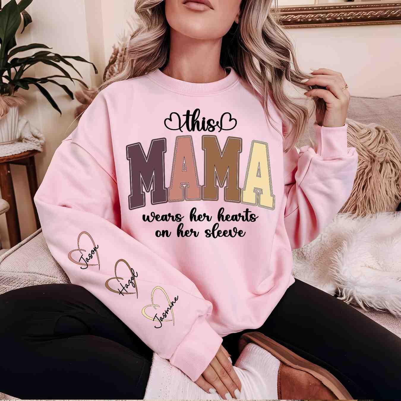This Grandma wear her Hearts - Personalized gifts for Grandma Or Mom