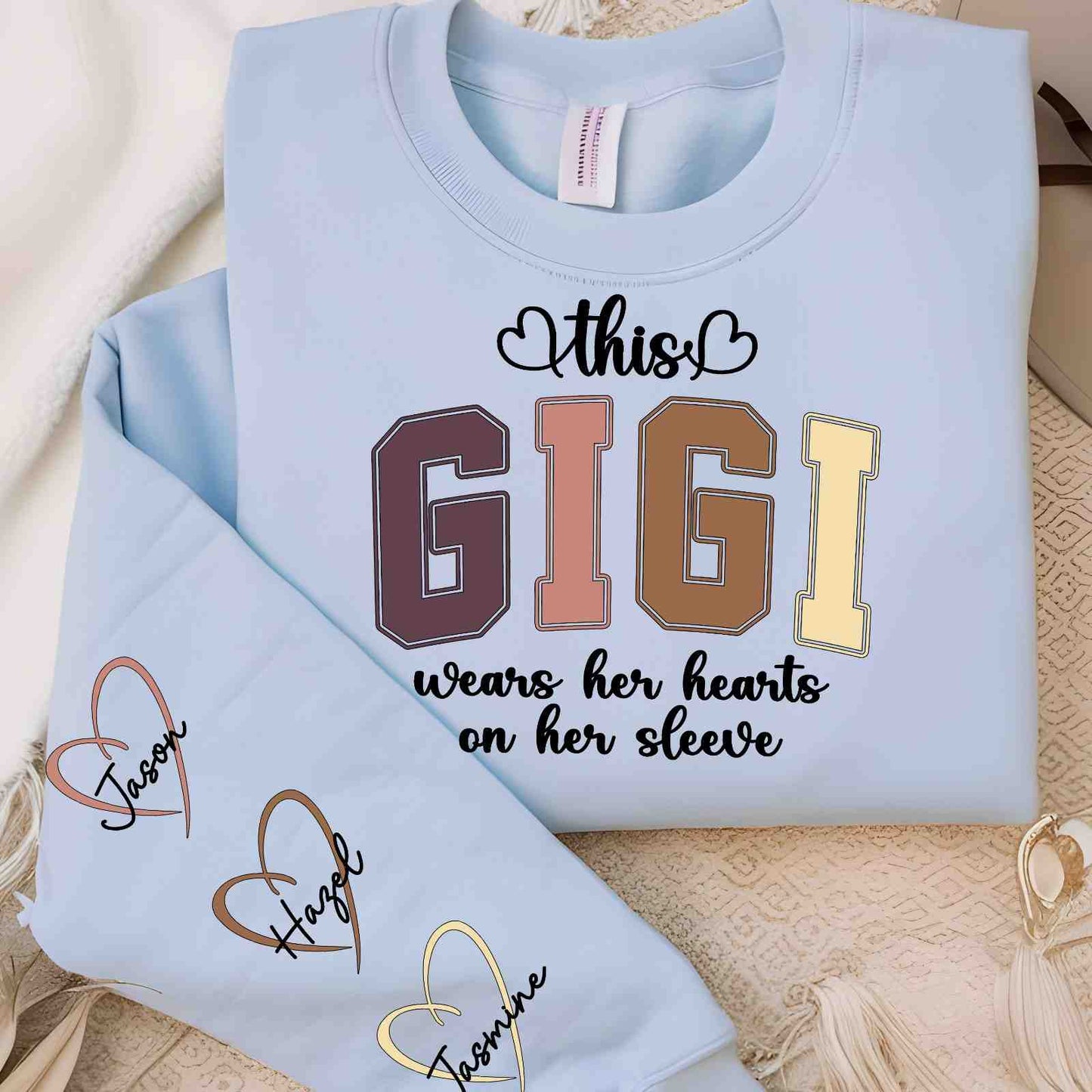 This Grandma wear her Hearts - Personalized gifts for Grandma Or Mom