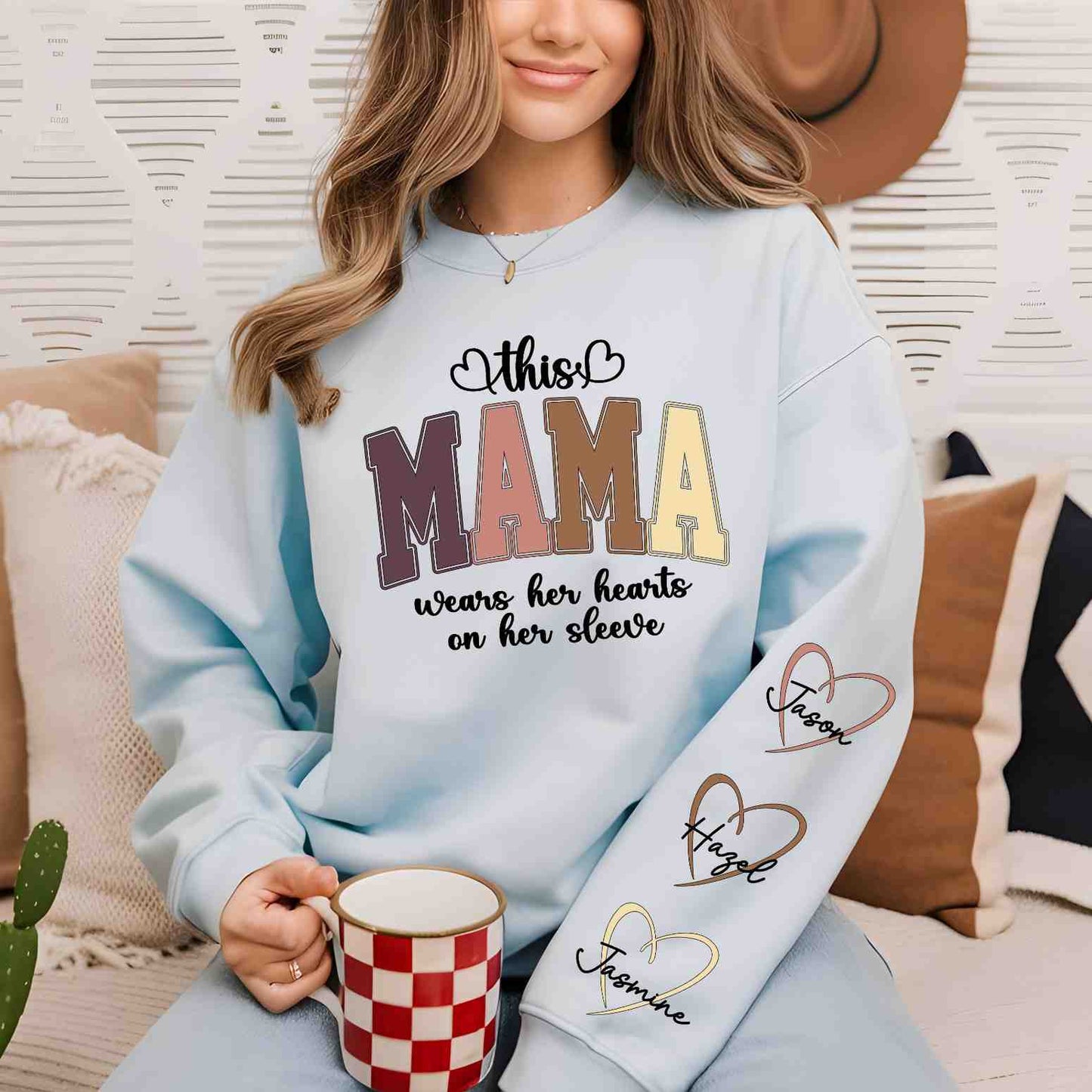 This Grandma wear her Hearts - Personalized gifts for Grandma Or Mom