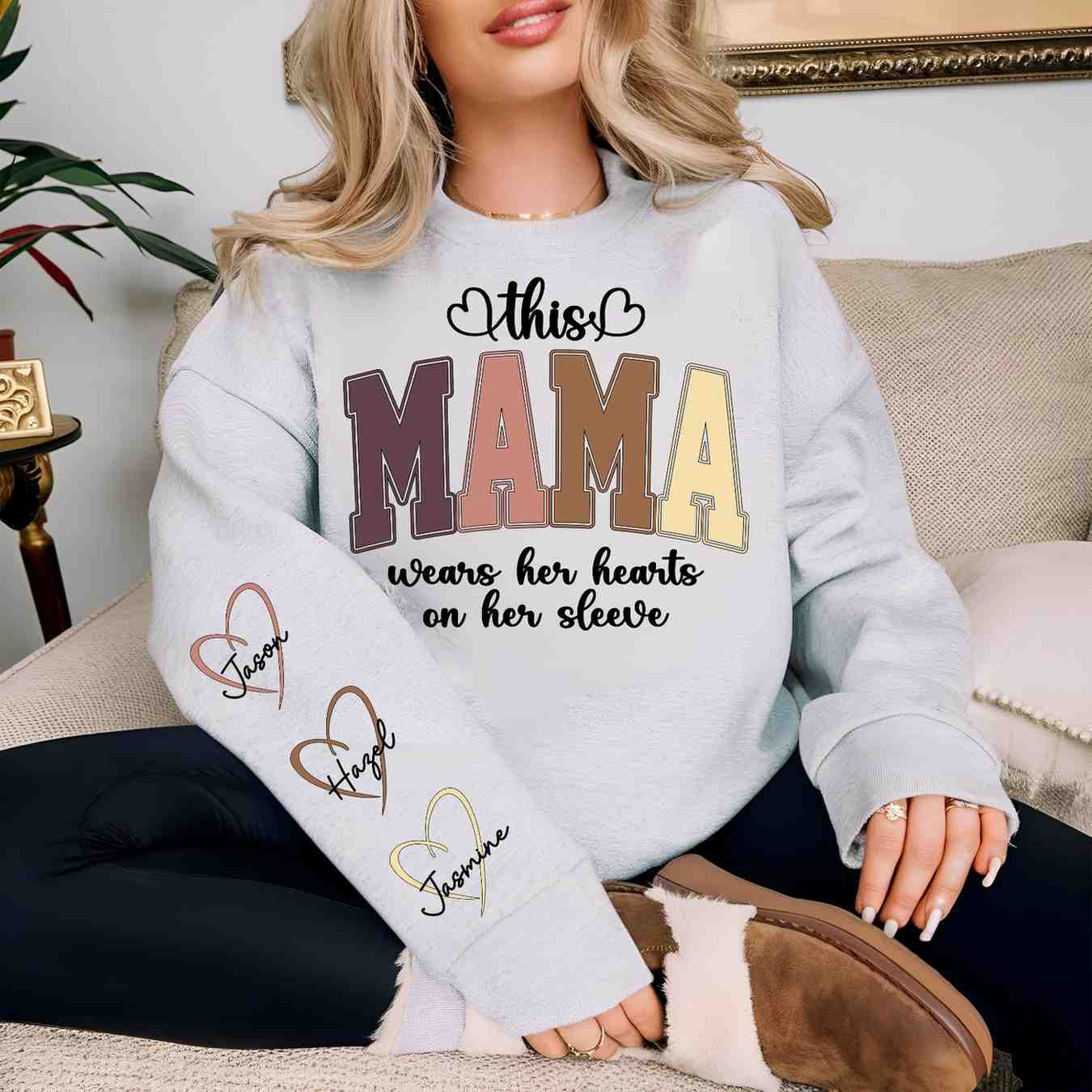 This Grandma wear her Hearts - Personalized gifts for Grandma Or Mom