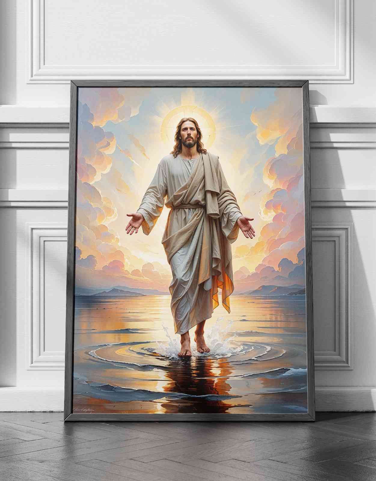 Bible Art Print – Eyes on Jesus: Walking on Water | Scripture Wall Art