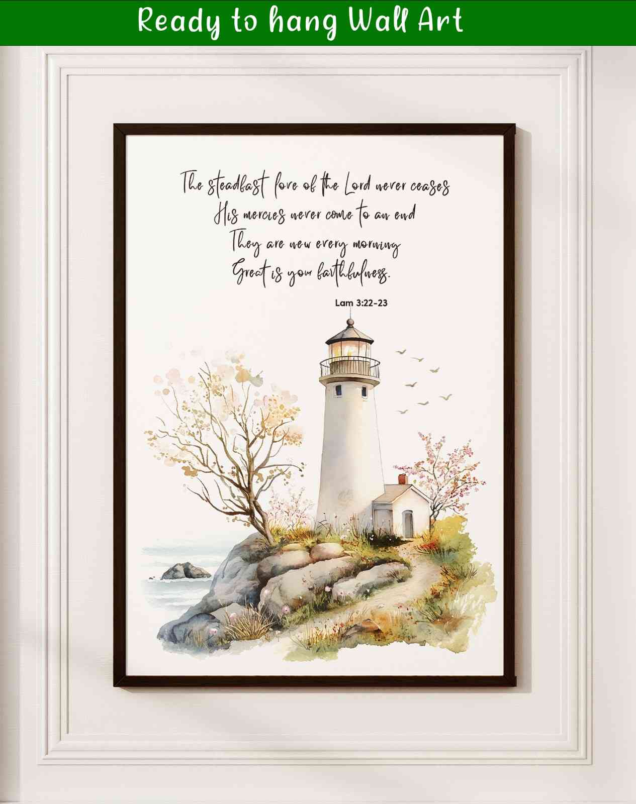 Bible Art Print Lighthouse Scripture, Lamentations 3, Steadfast Love Of Lord, Scripture Wall Art