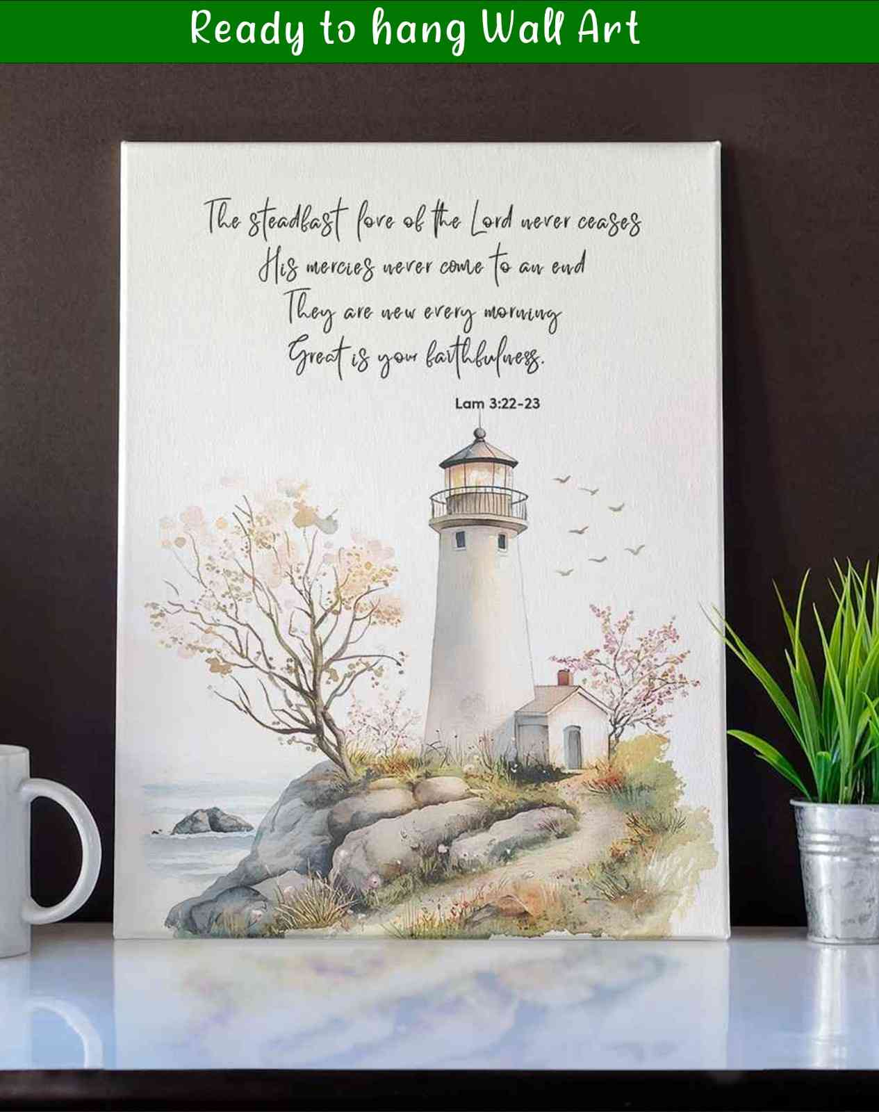 Bible Art Print Lighthouse Scripture, Lamentations 3, Steadfast Love Of Lord, Scripture Wall Art