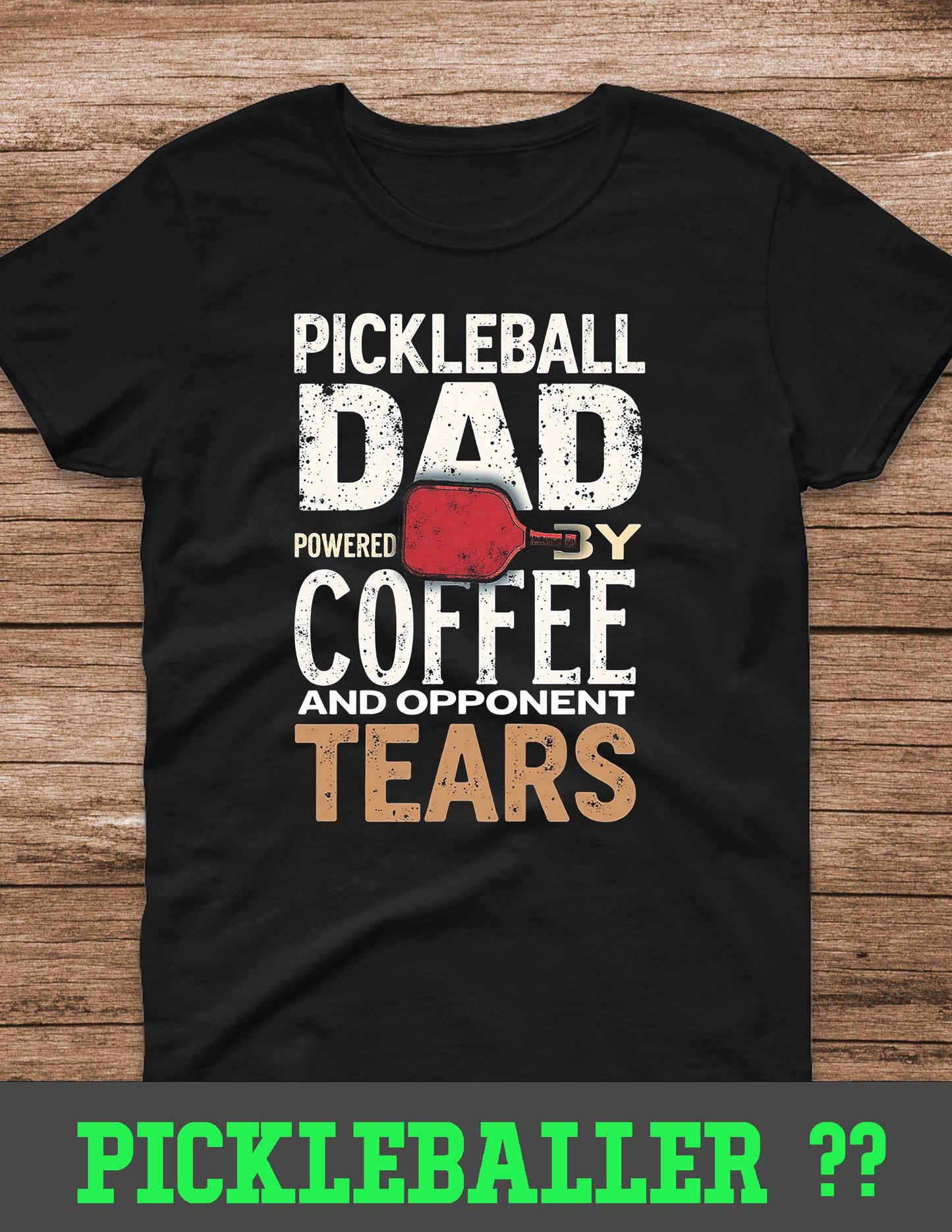 Pickleball Dad Powered by Coffee - Bella + Canvas Unisex Jersey Short-Sleeve T-Shirt Sweatshirt and Hoodie