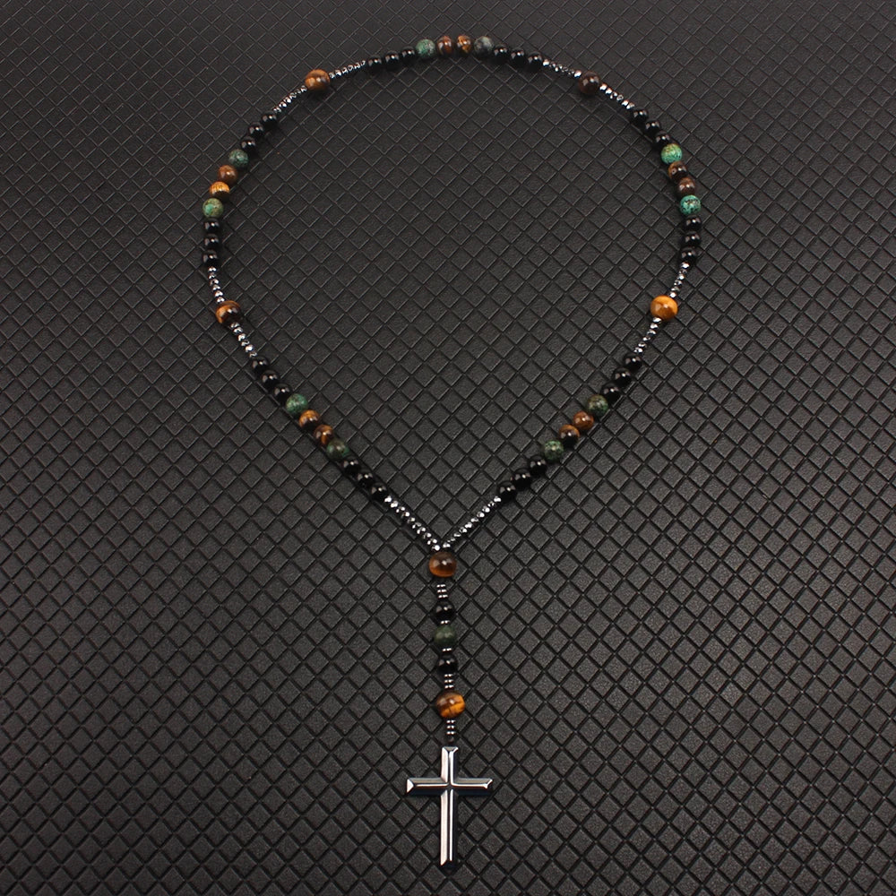 Natural Stone Rosary Necklace for Men or Women
