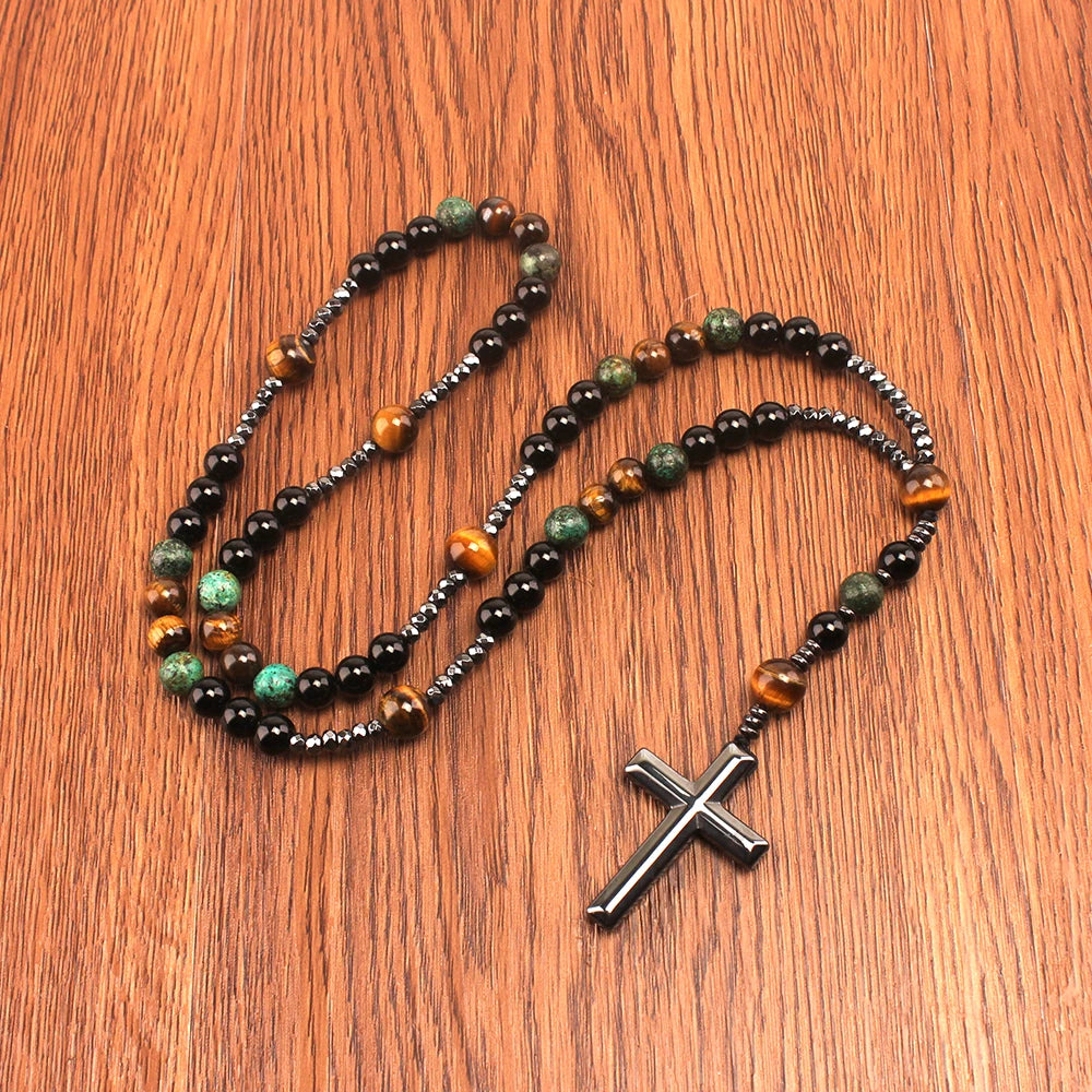 Natural Stone Rosary Necklace for Men or Women
