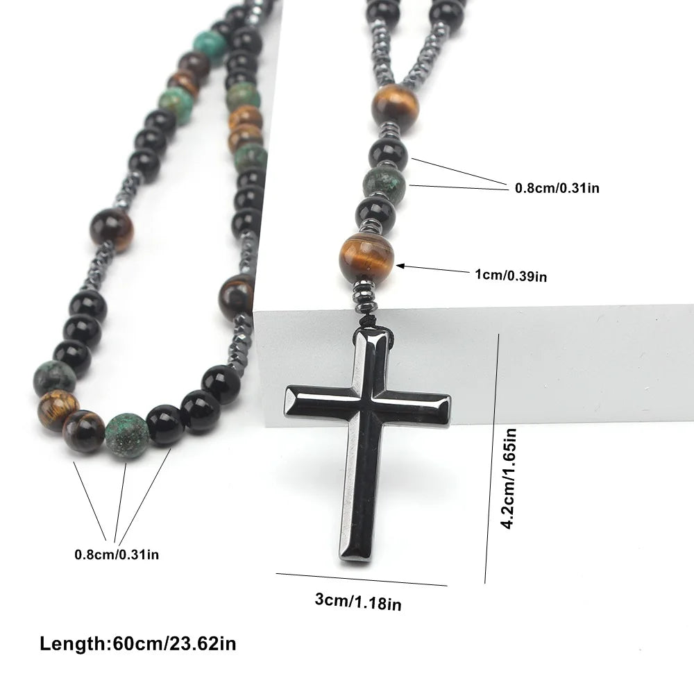 Natural Stone Rosary Necklace for Men or Women