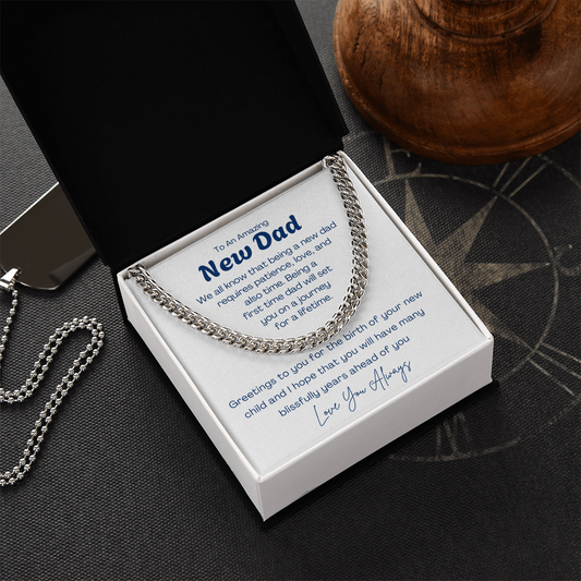 To My Amazing New Dad - Cuban Link Chain For Father. Gift for new Dad, Father's day gift