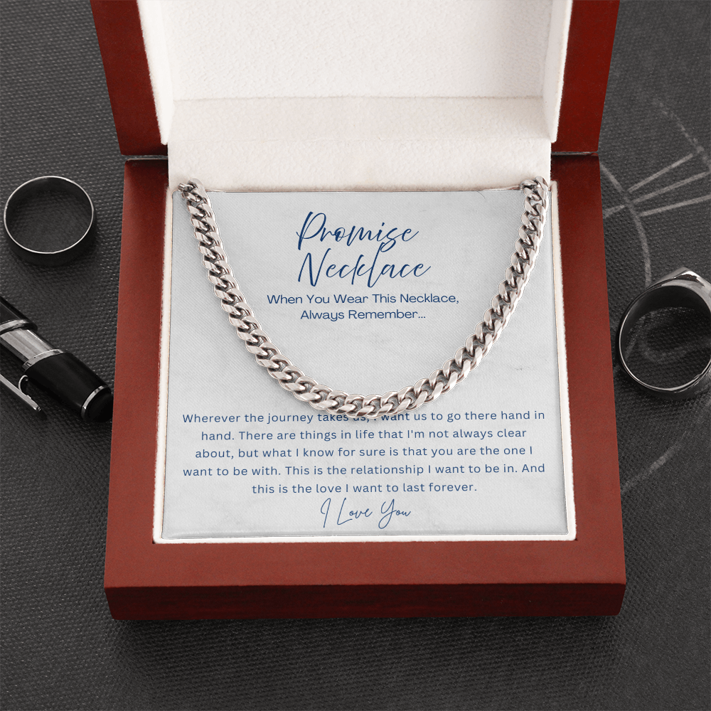 Promise Necklace - Cuban Link Chain - Gift for boyfriend, Gift for husband from Wife