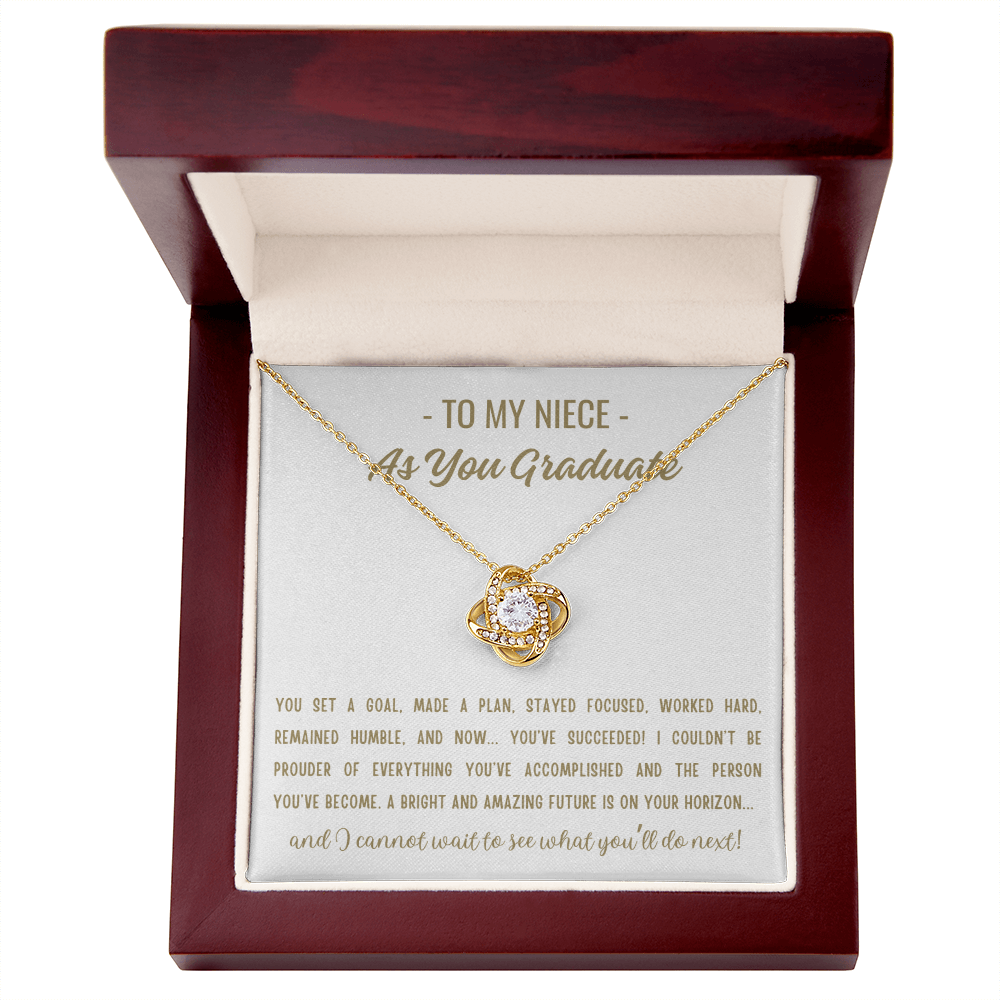 You Set A Goal - Love Knot Necklace Niece Gift, Niece Graduation Gift, High School, College Graduate