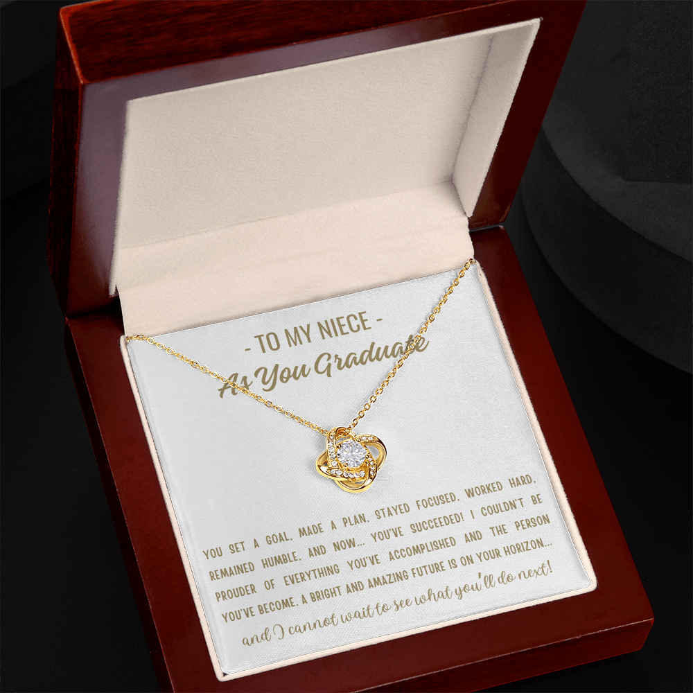 You Set A Goal - Love Knot Necklace Niece Gift, Niece Graduation Gift, High School, College Graduate