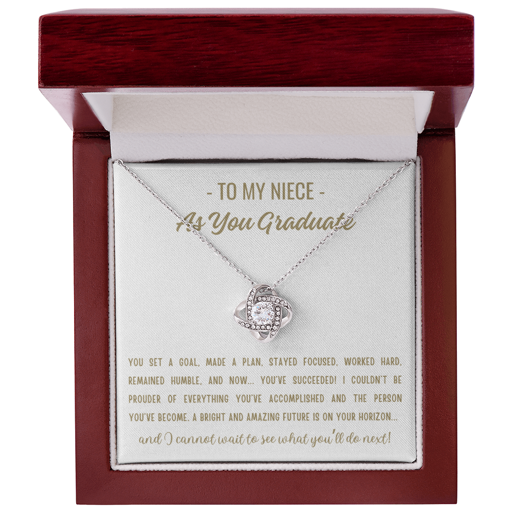 You Set A Goal - Love Knot Necklace Niece Gift, Niece Graduation Gift, High School, College Graduate