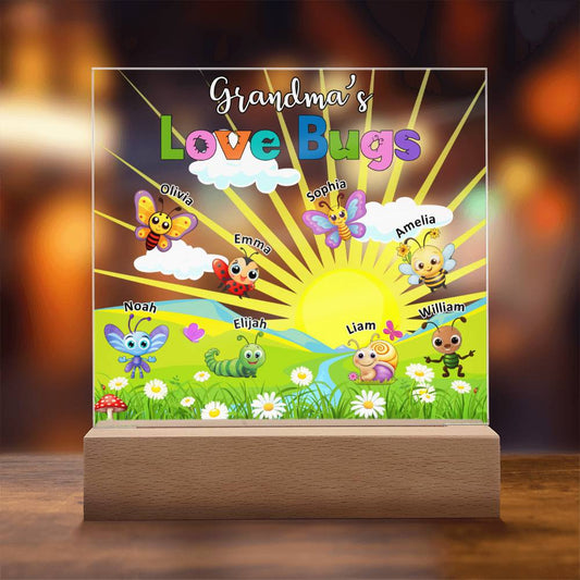 Grandma's Love Bugs - Square Acrylic Plaque - Personalized gifts for Grandma