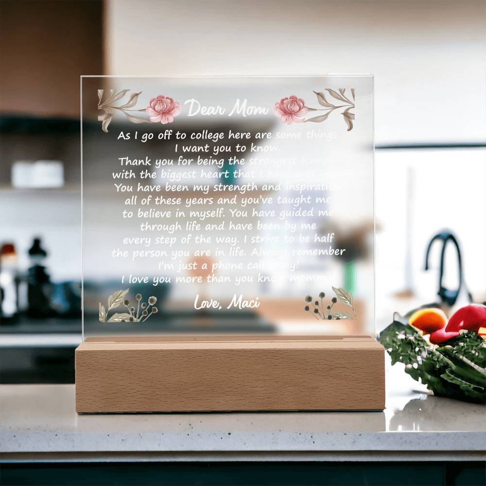 Off to College - Square Acrylic Plaque