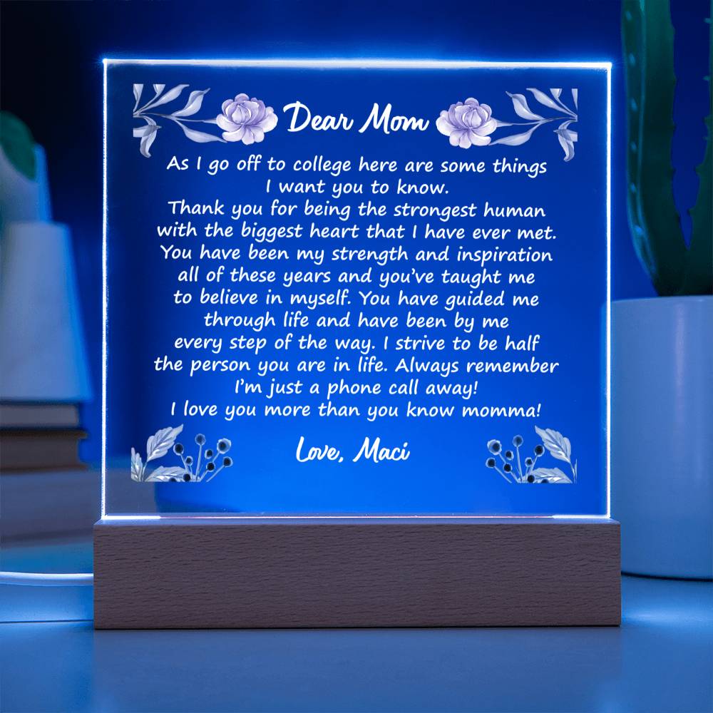 Off to College - Square Acrylic Plaque