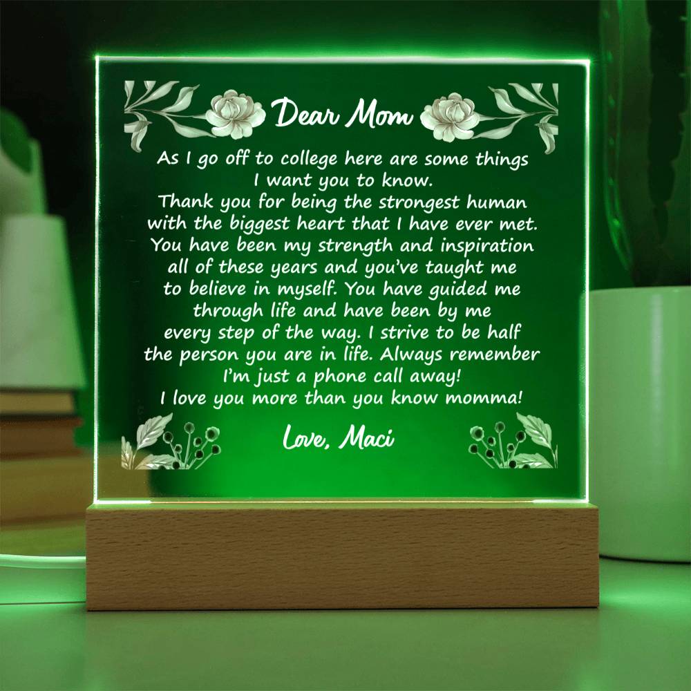 Off to College - Square Acrylic Plaque