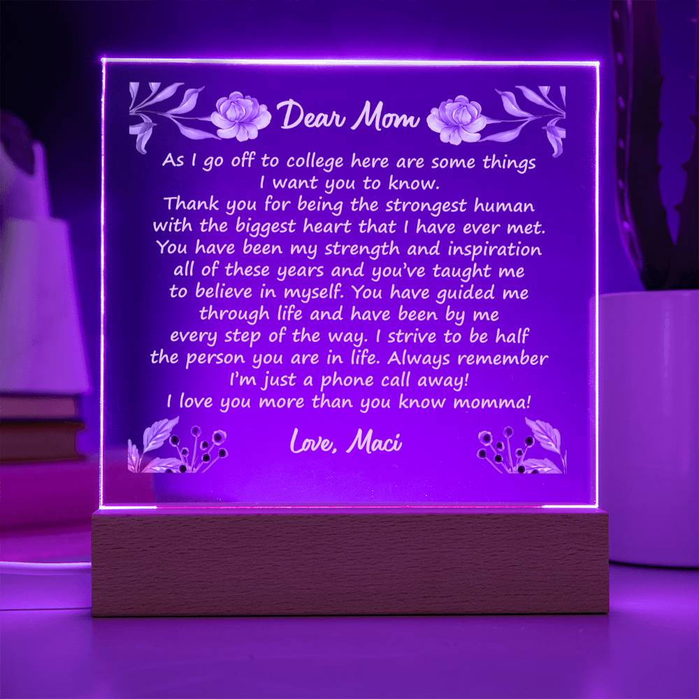 Off to College - Square Acrylic Plaque