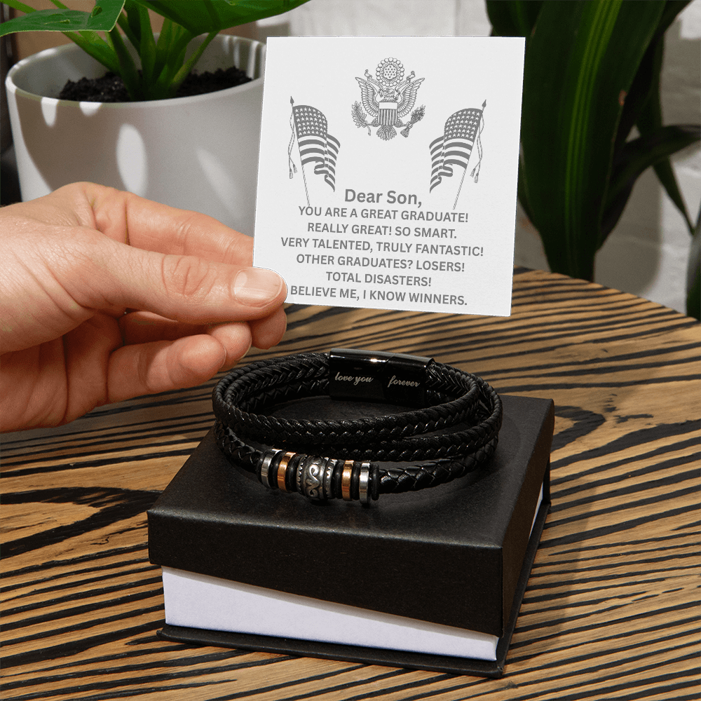 YOU ARE A GREAT GRADUATE! Men's "Love You Forever" Bracelet - Gift for Son, Graduation necklace, Graduation gift