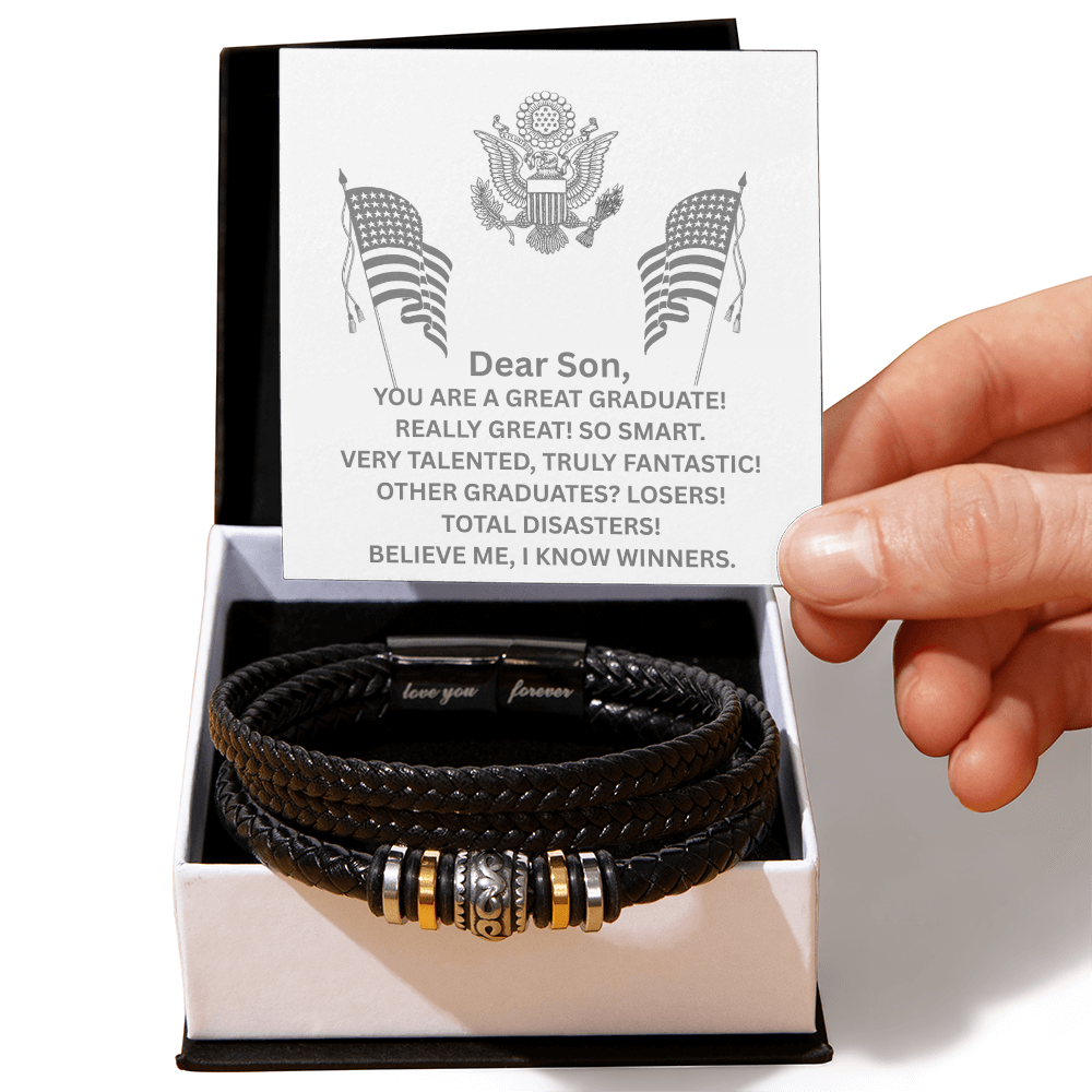 YOU ARE A GREAT GRADUATE! Men's "Love You Forever" Bracelet - Gift for Son, Graduation necklace, Graduation gift