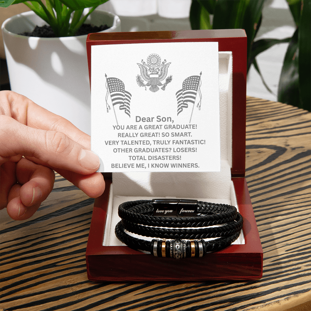 YOU ARE A GREAT GRADUATE! Men's "Love You Forever" Bracelet - Gift for Son, Graduation necklace, Graduation gift