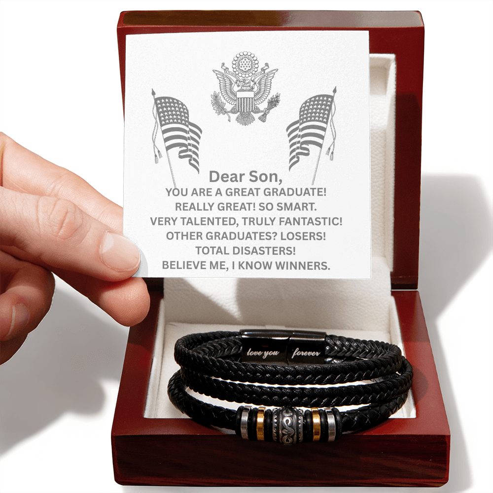 YOU ARE A GREAT GRADUATE! Men's "Love You Forever" Bracelet - Gift for Son, Graduation necklace, Graduation gift