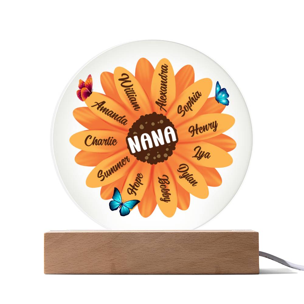 Sunflower | Grandma | Nana | Memaw | Gigi - Circle Acrylic Plaque