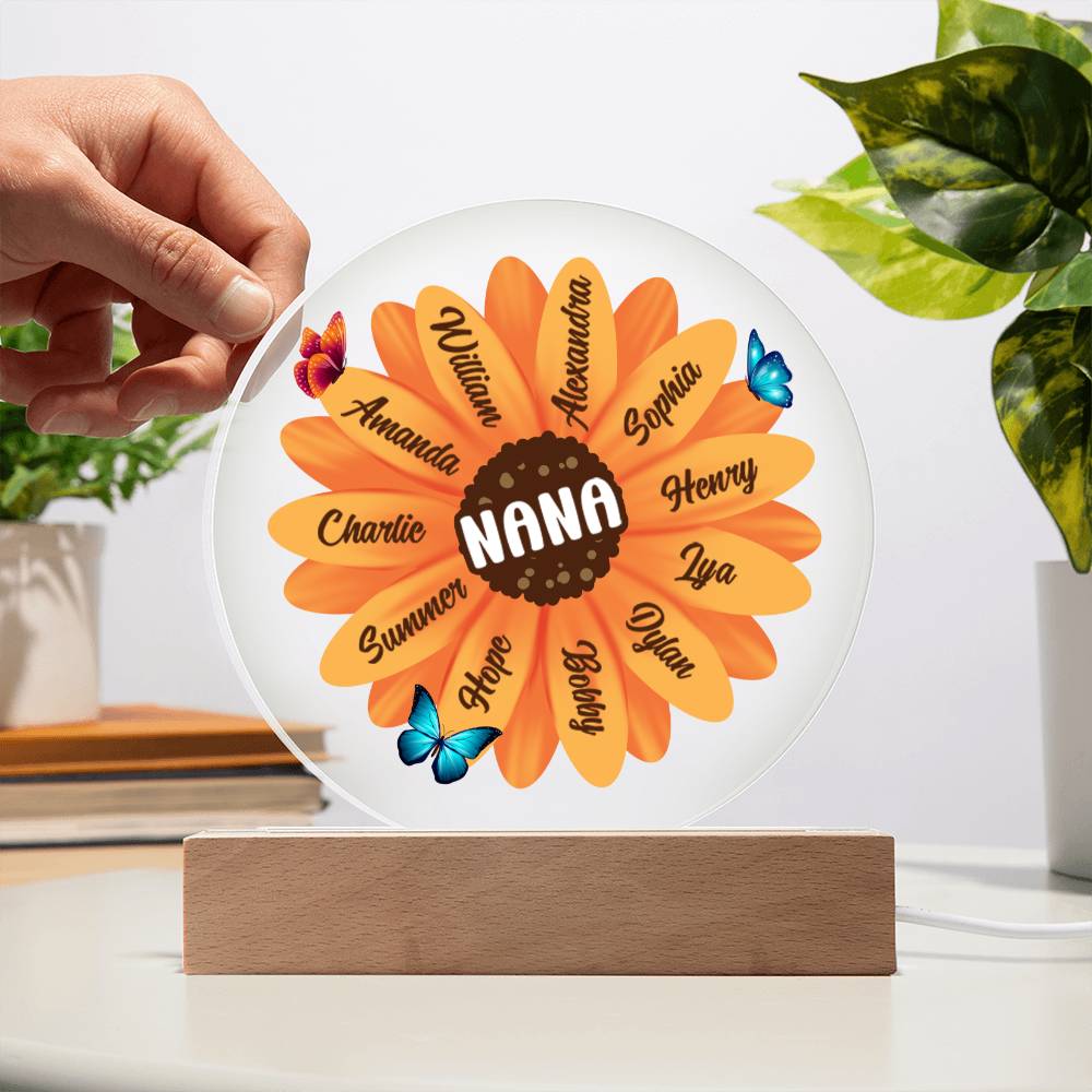 Sunflower | Grandma | Nana | Memaw | Gigi - Circle Acrylic Plaque