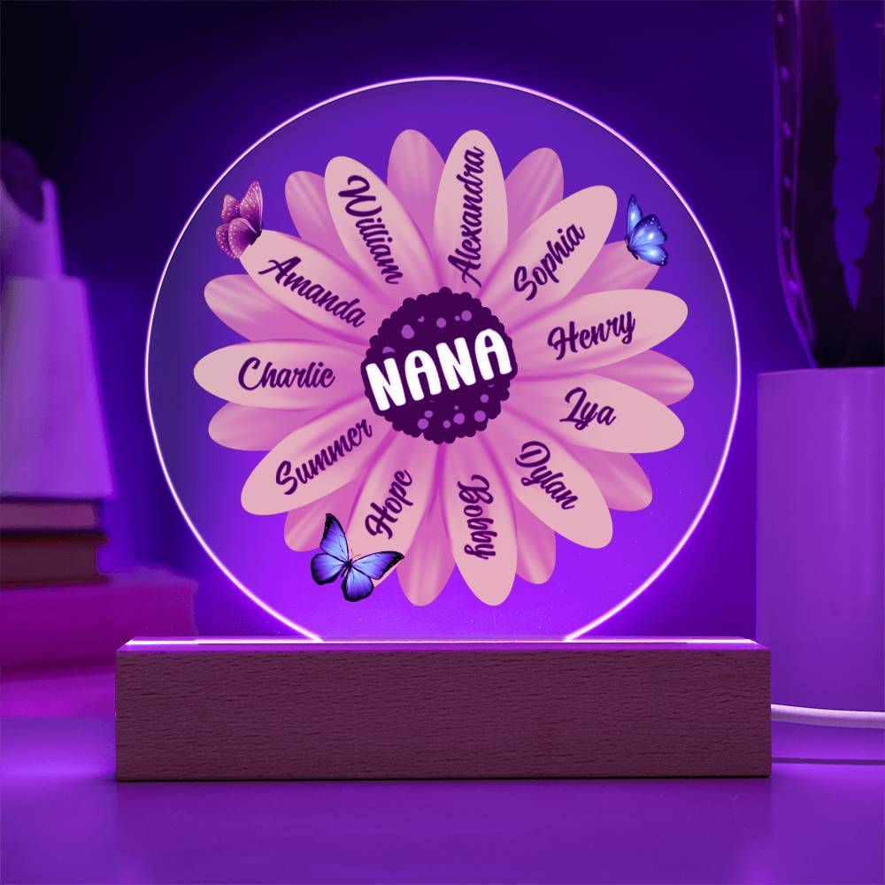Sunflower | Grandma | Nana | Memaw | Gigi - Circle Acrylic Plaque