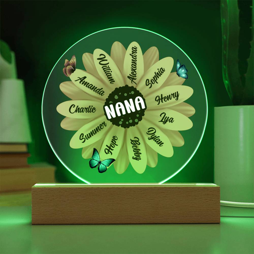 Sunflower | Grandma | Nana | Memaw | Gigi - Circle Acrylic Plaque