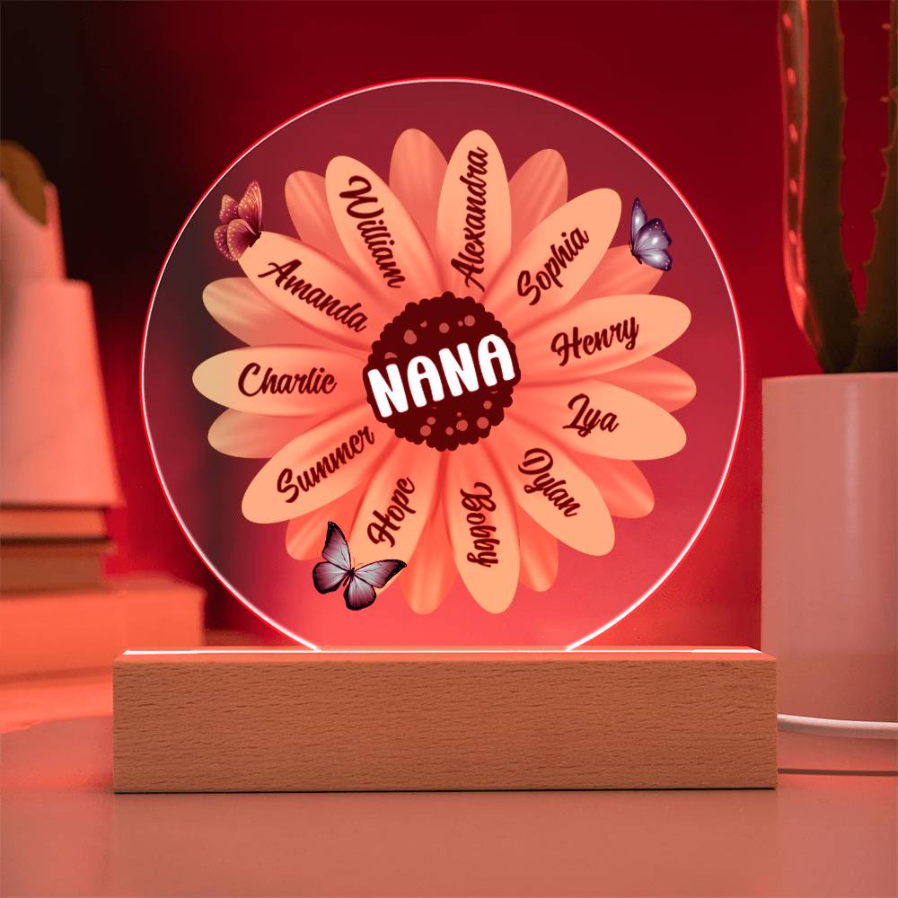 Sunflower | Grandma | Nana | Memaw | Gigi - Circle Acrylic Plaque