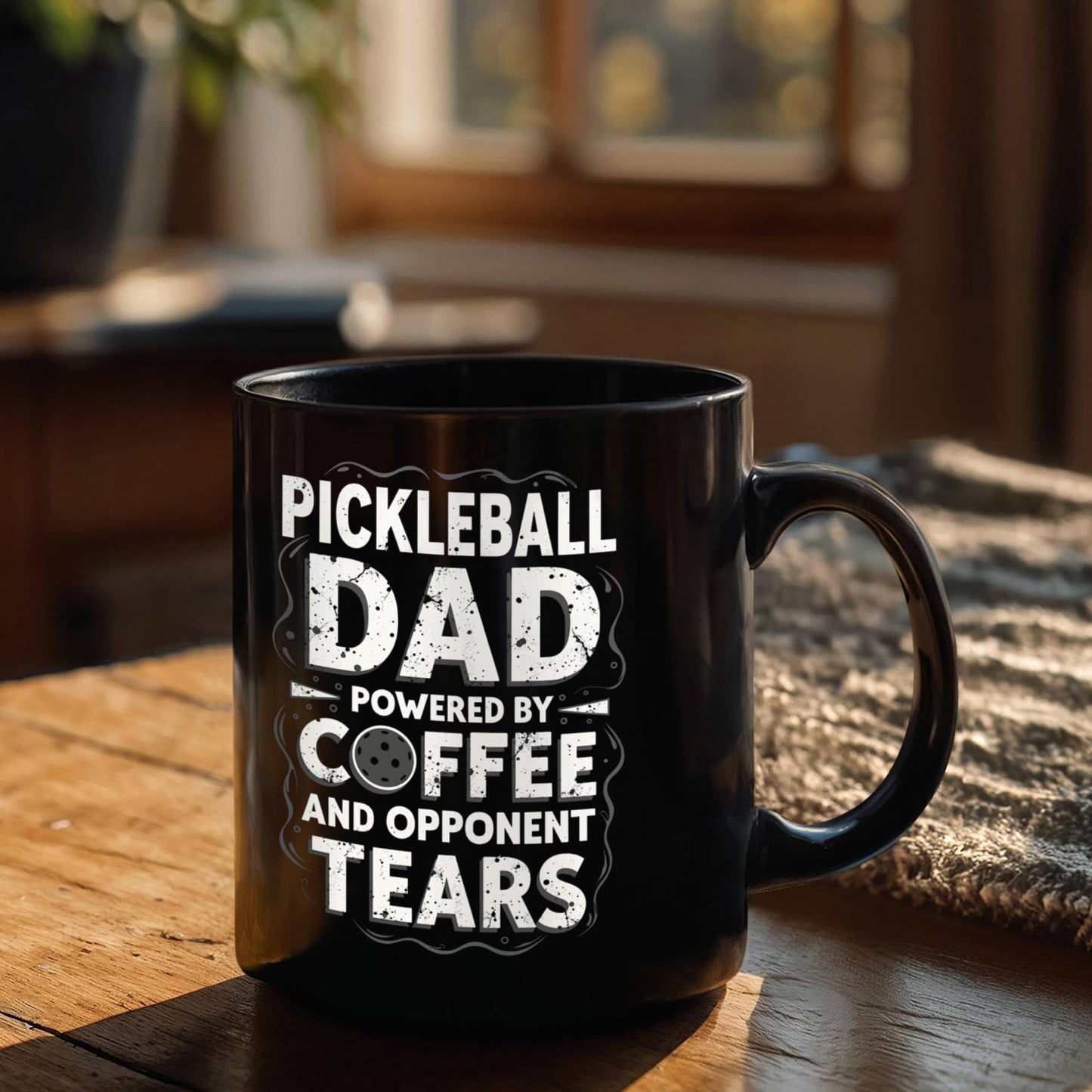 Pickleball Dad Powered by Coffee - 11 & 15 oz Black Mugs