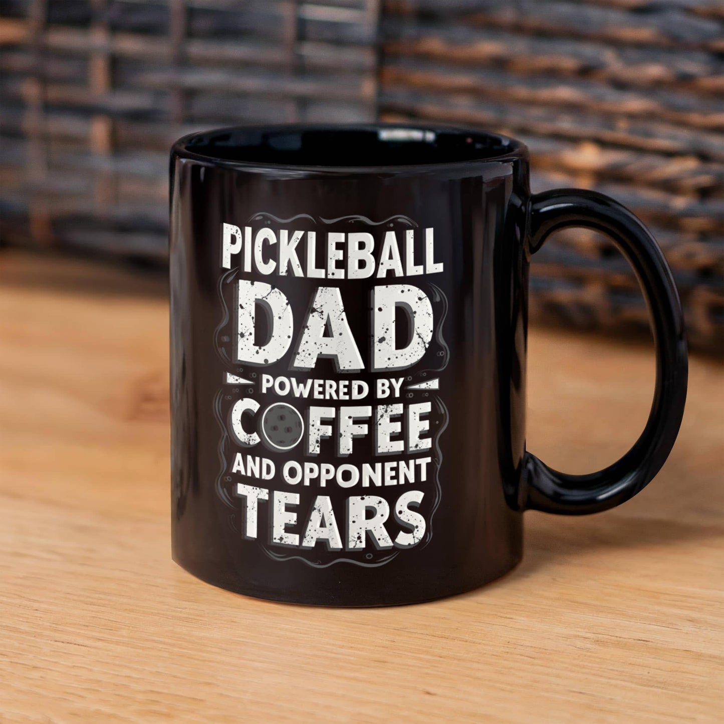 Pickleball Dad Powered by Coffee - 11 & 15 oz Black Mugs