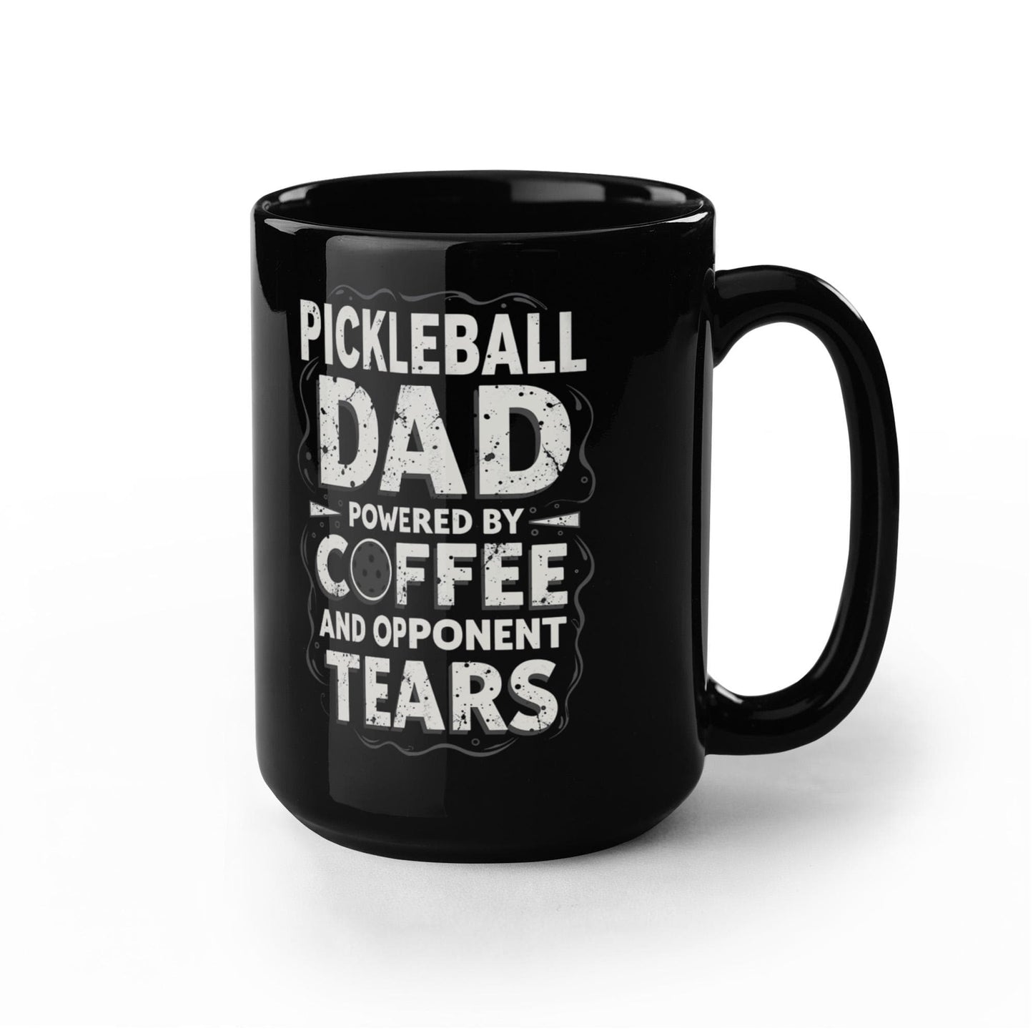 Pickleball Dad Powered by Coffee - 11 & 15 oz Black Mugs