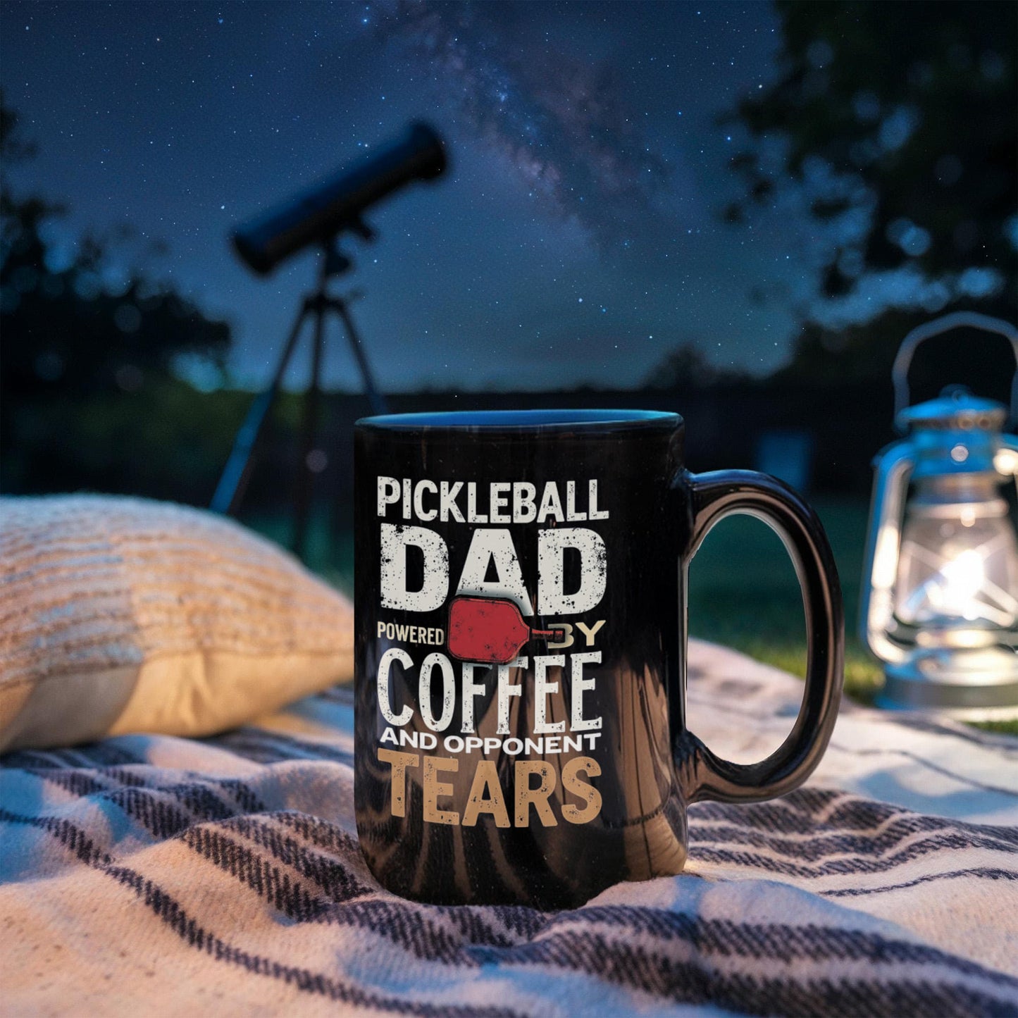 Pickleball Dad Powered by Coffee And Opponent Tears - 11 & 15 oz Black Mugs