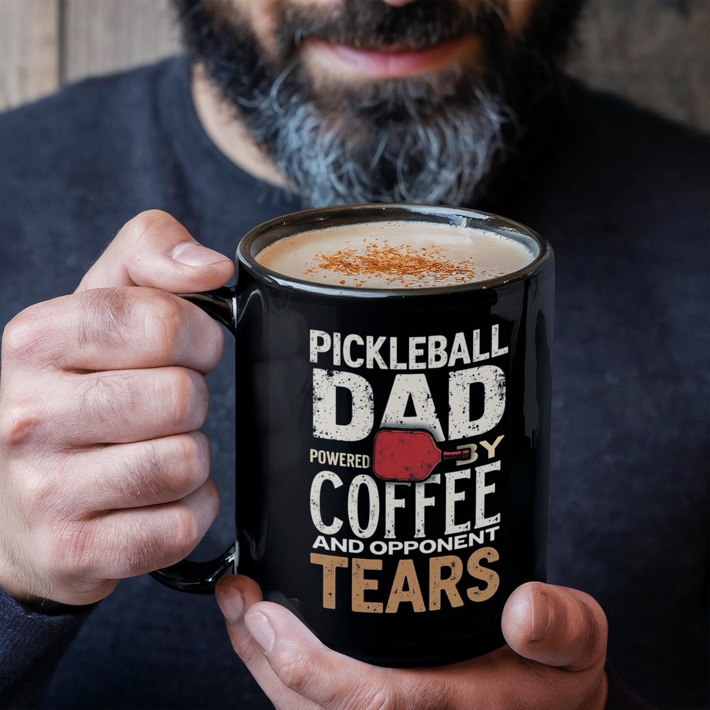 Pickleball Dad Powered by Coffee And Opponent Tears - 11 & 15 oz Black Mugs