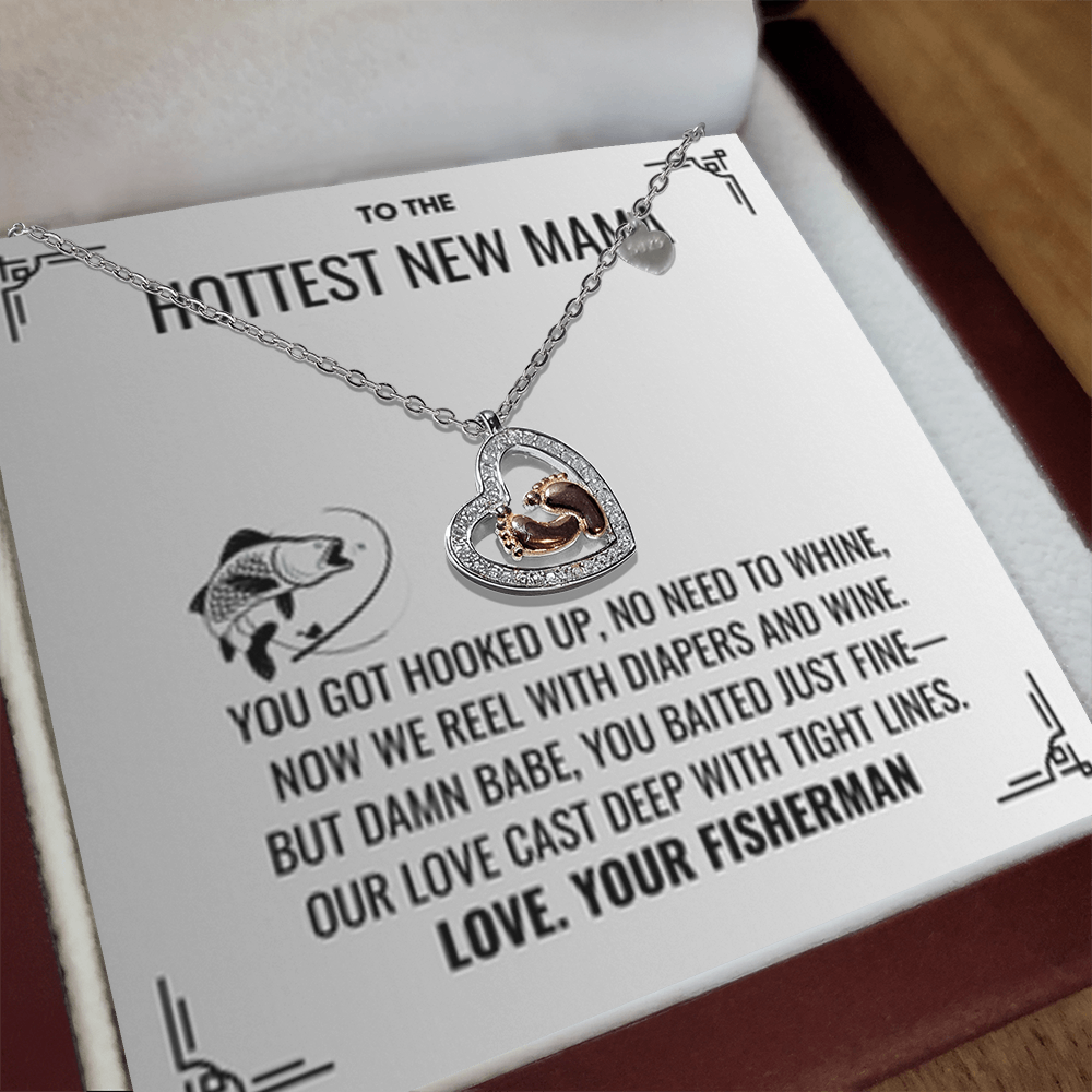 Diapers & Wine - Baby Feet Heart Necklace
