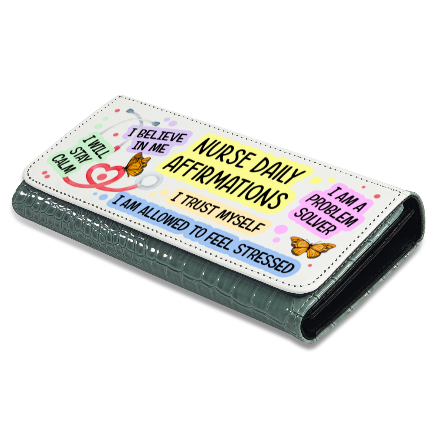 Nurse Daily Affirmations - Faux Crocodile Skin Faux Ladies Purse