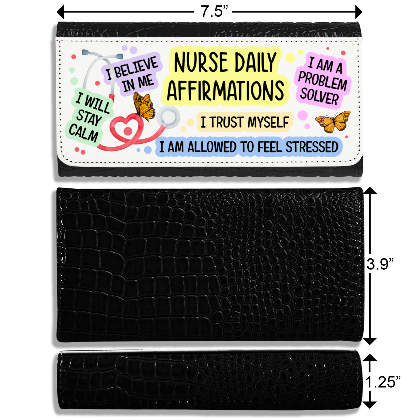 Nurse Daily Affirmations - Faux Crocodile Skin Faux Ladies Purse