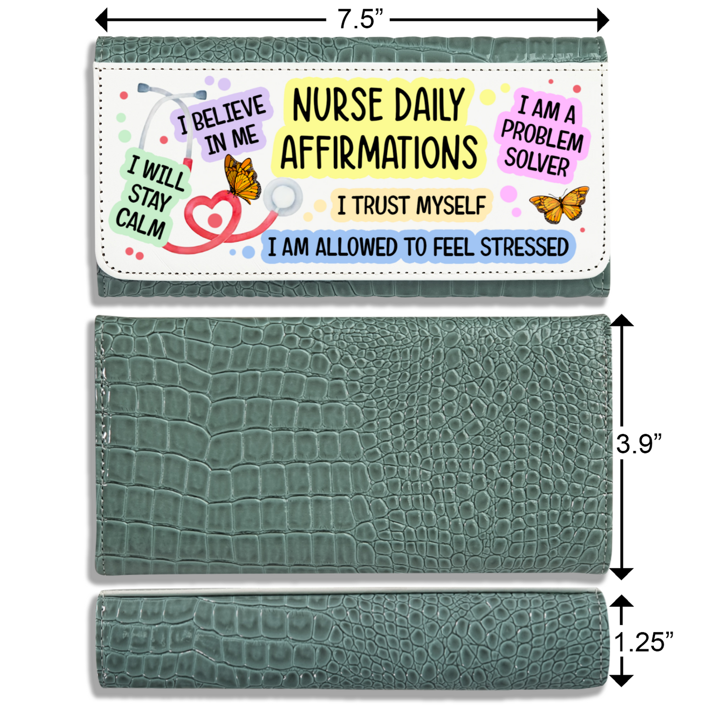 Nurse Daily Affirmations - Faux Crocodile Skin Faux Ladies Purse