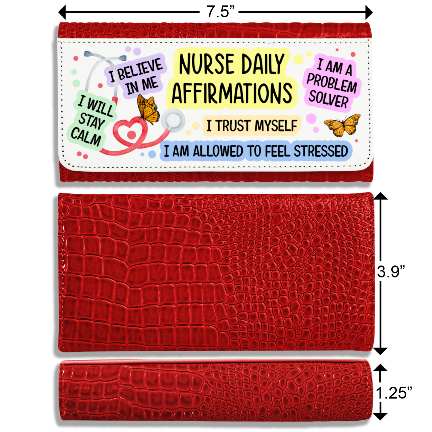 Nurse Daily Affirmations - Faux Crocodile Skin Faux Ladies Purse