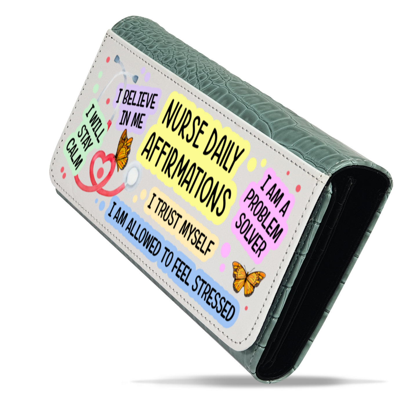 Nurse Daily Affirmations - Faux Crocodile Skin Faux Ladies Purse