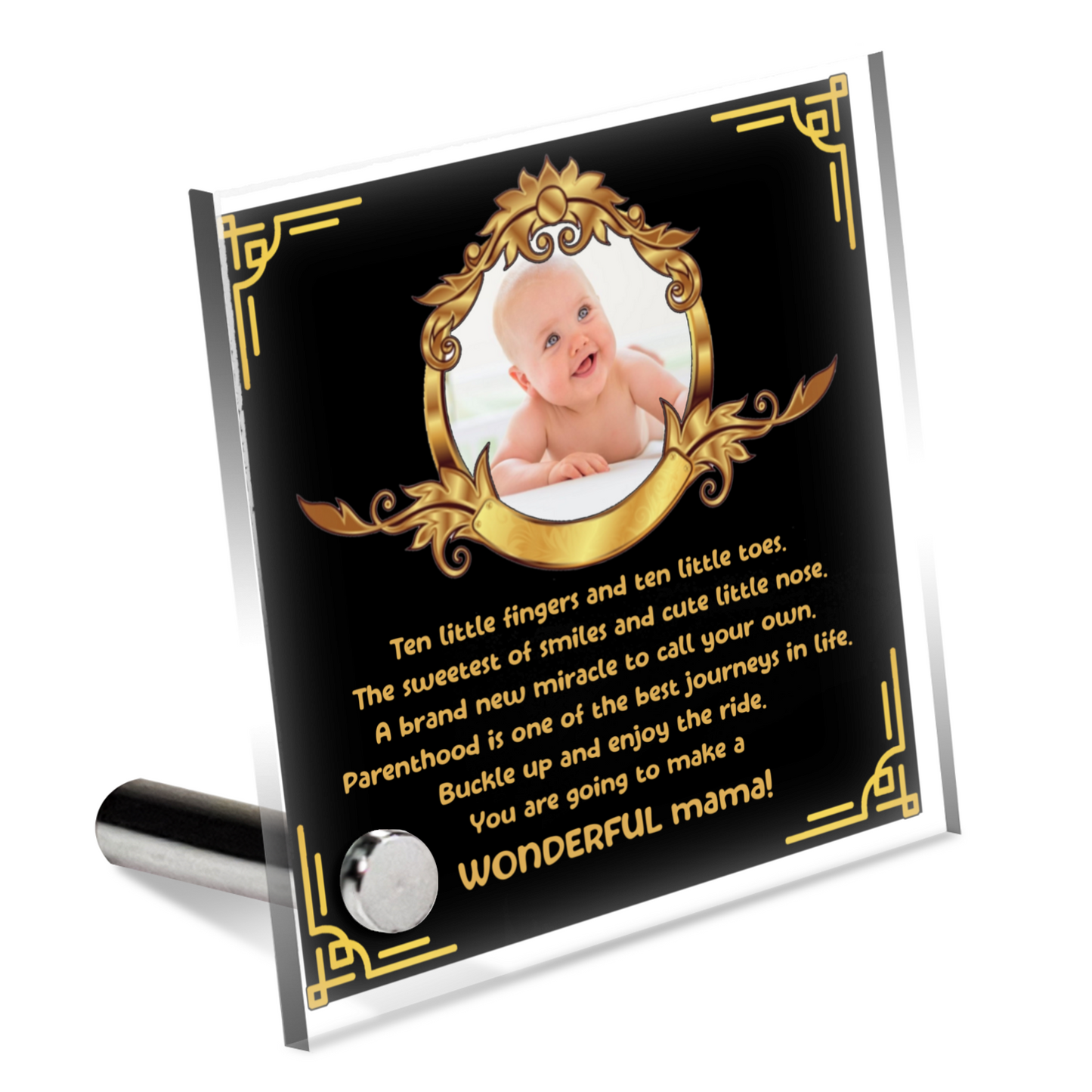 Ten Little Toes - Black-Gold - Lumenglass Message Plaque