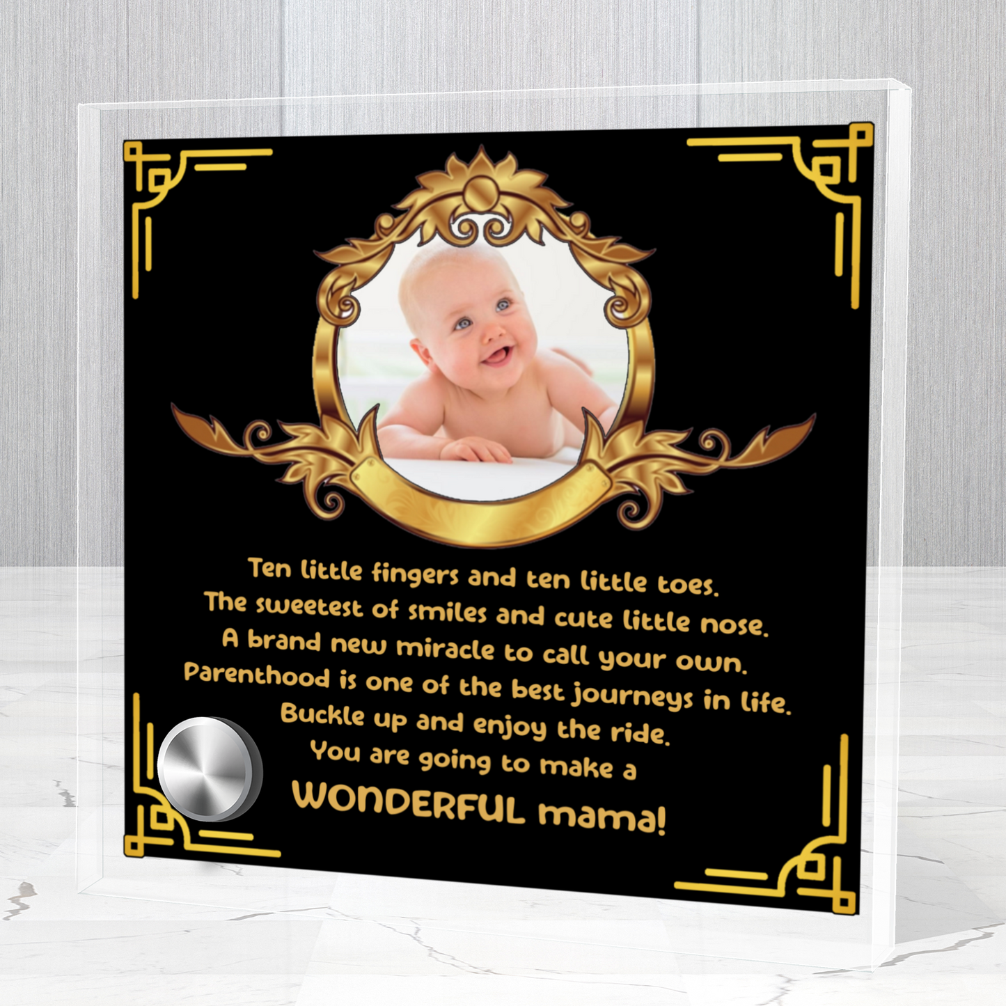 Ten Little Toes - Black-Gold - Lumenglass Message Plaque