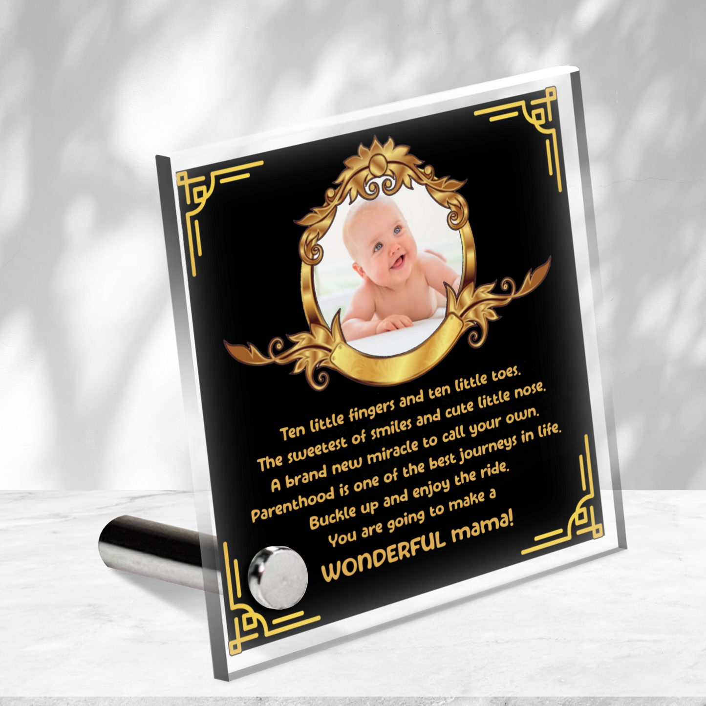 Ten Little Toes - Black-Gold - Lumenglass Message Plaque
