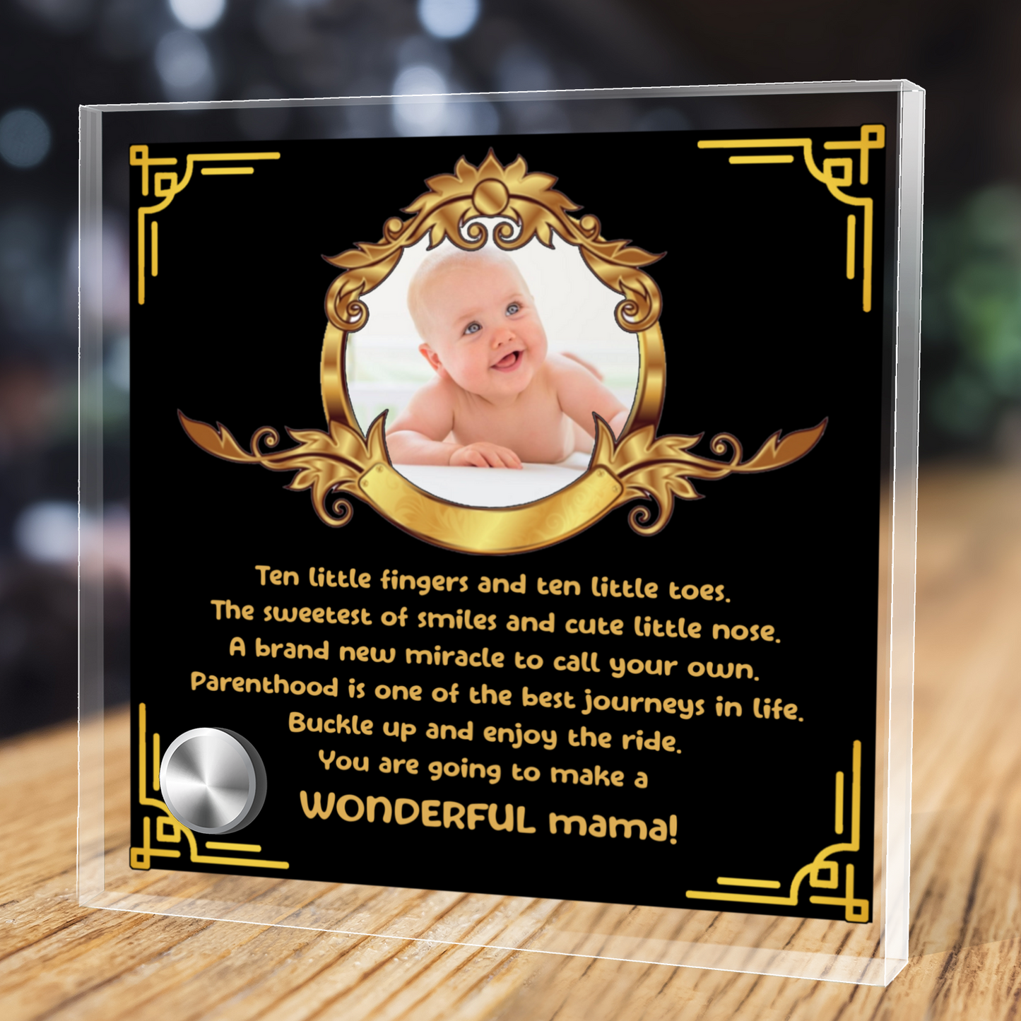 Ten Little Toes - Black-Gold - Lumenglass Message Plaque