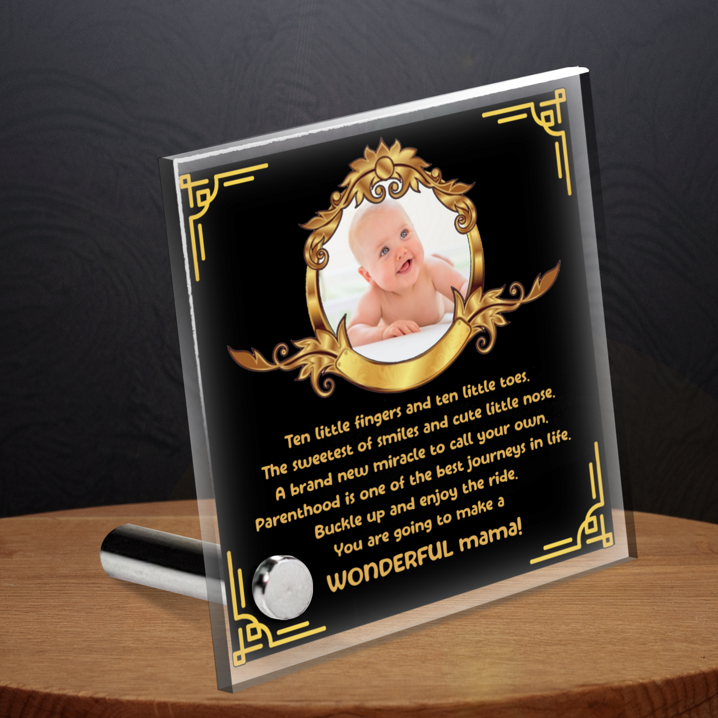 Ten Little Toes - Black-Gold - Lumenglass Message Plaque