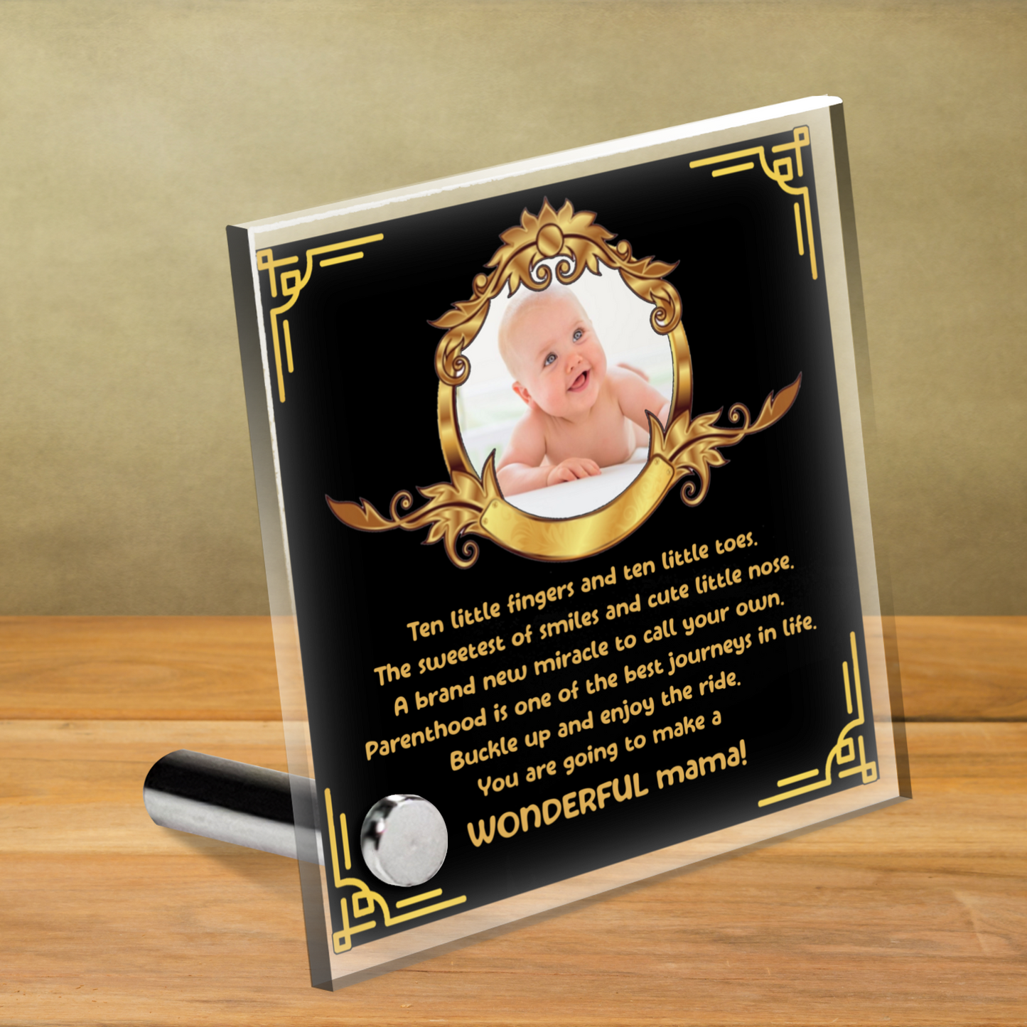 Ten Little Toes - Black-Gold - Lumenglass Message Plaque