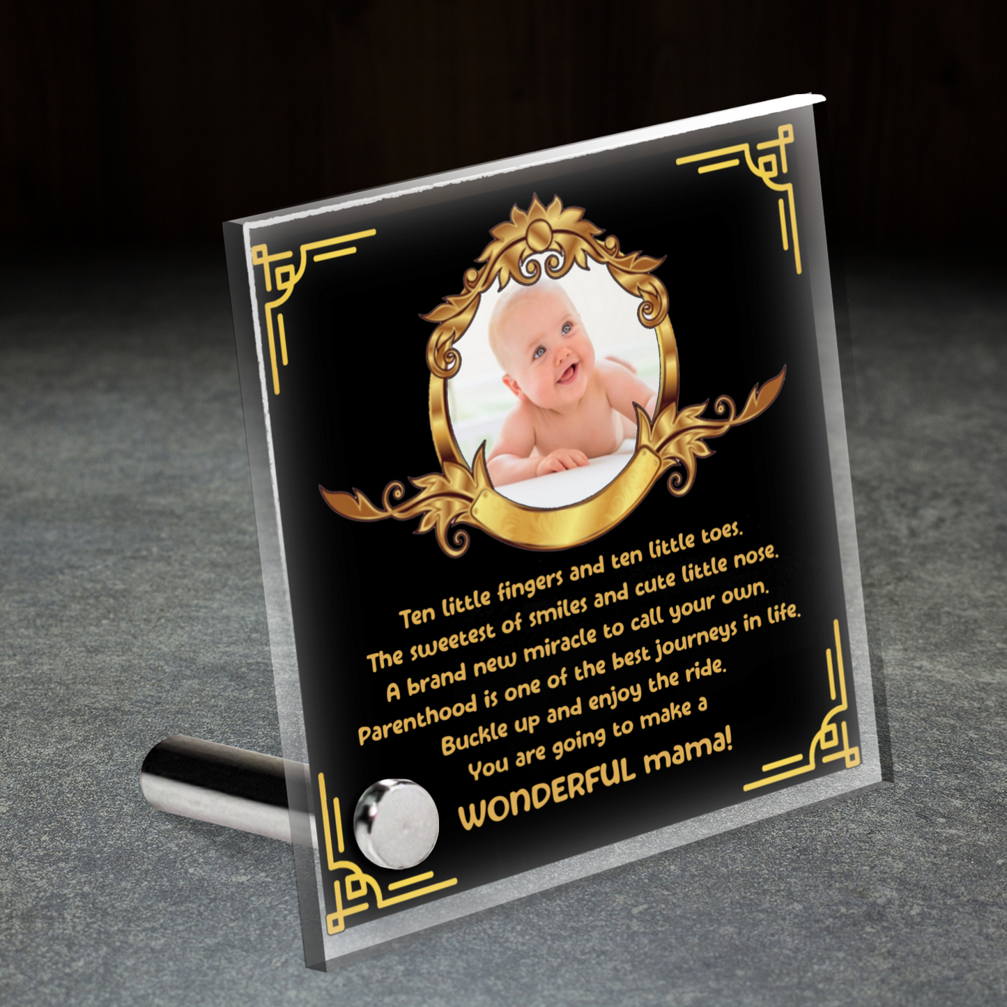 Ten Little Toes - Black-Gold - Lumenglass Message Plaque